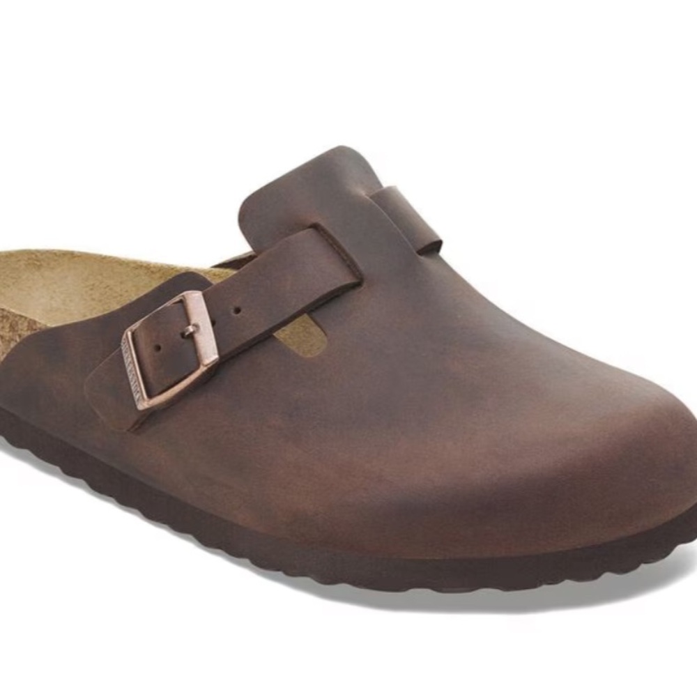 Brown Leather Birkenstock Boston Clogs